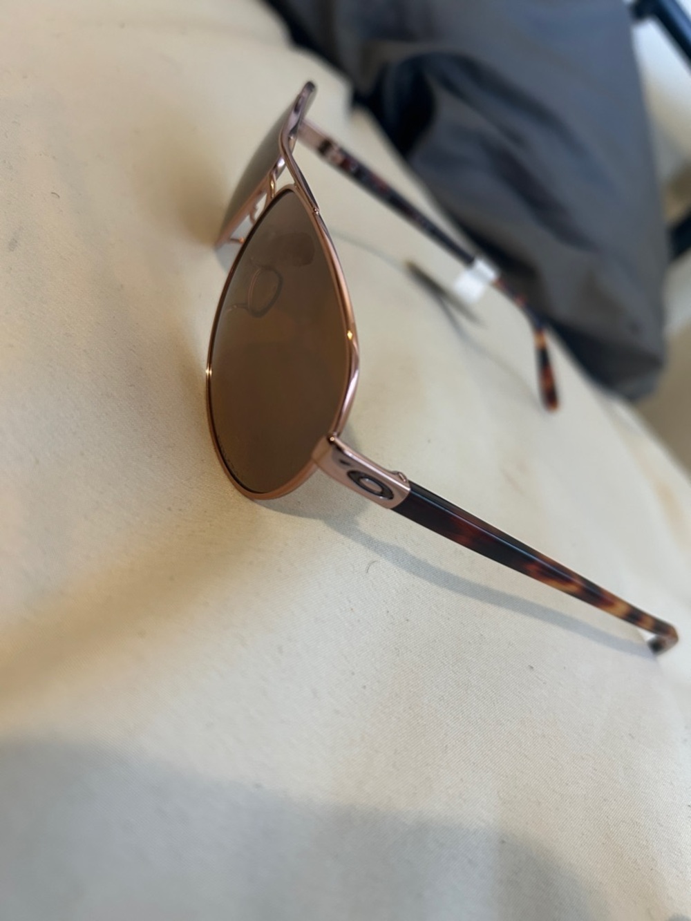 Oakley Gold Frame Sunglasses with Brown Lenses and Tortoise Temples